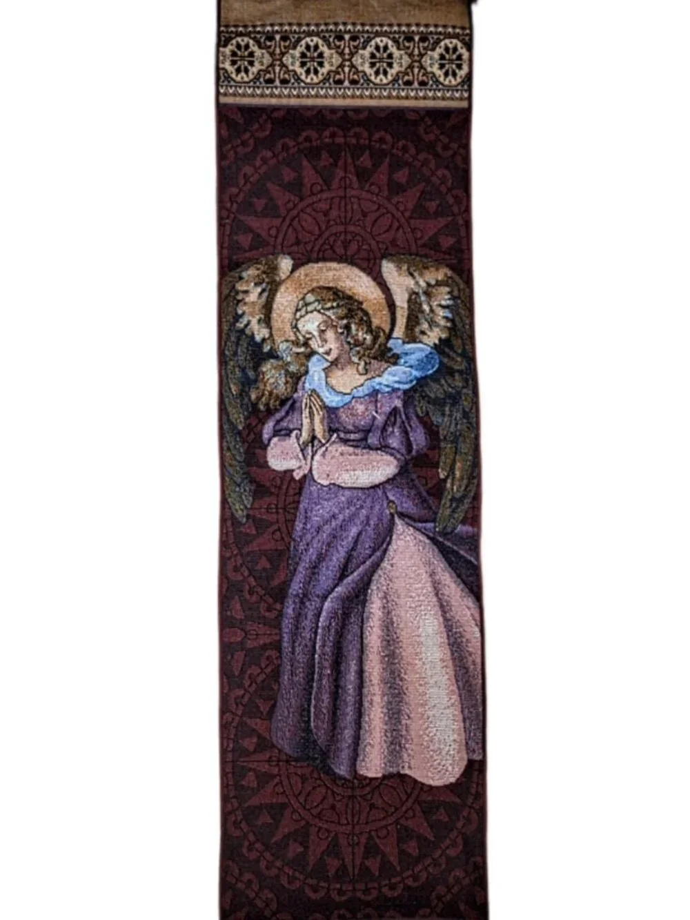 Reversable Jacquard Woven Praying Angel Wall Tapestry 35”